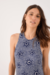 Vestido Canelado Estampa Soleil