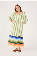 Vestido Midi Tricoline Estampa Resort