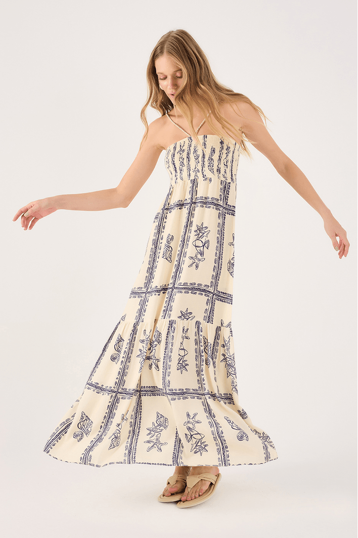 Vestido Longo Estampa Náutica