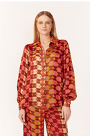 Camisa Cetim Estampa Meia Lua