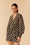 Blusa Tricoline Mangão Estampa Geo