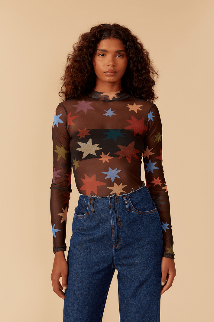 Blusa Segunda Pele Tule Estampa Orion