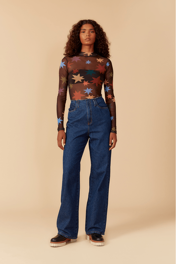 Blusa Segunda Pele Tule Estampa Orion