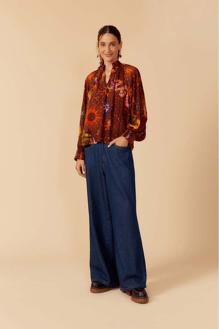 Blusa Lurex Estampa Fantástica