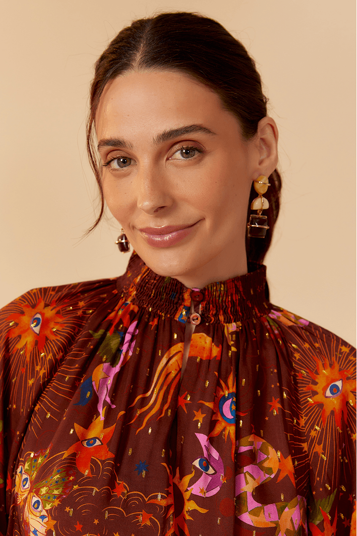 Blusa Lurex Estampa Fantástica