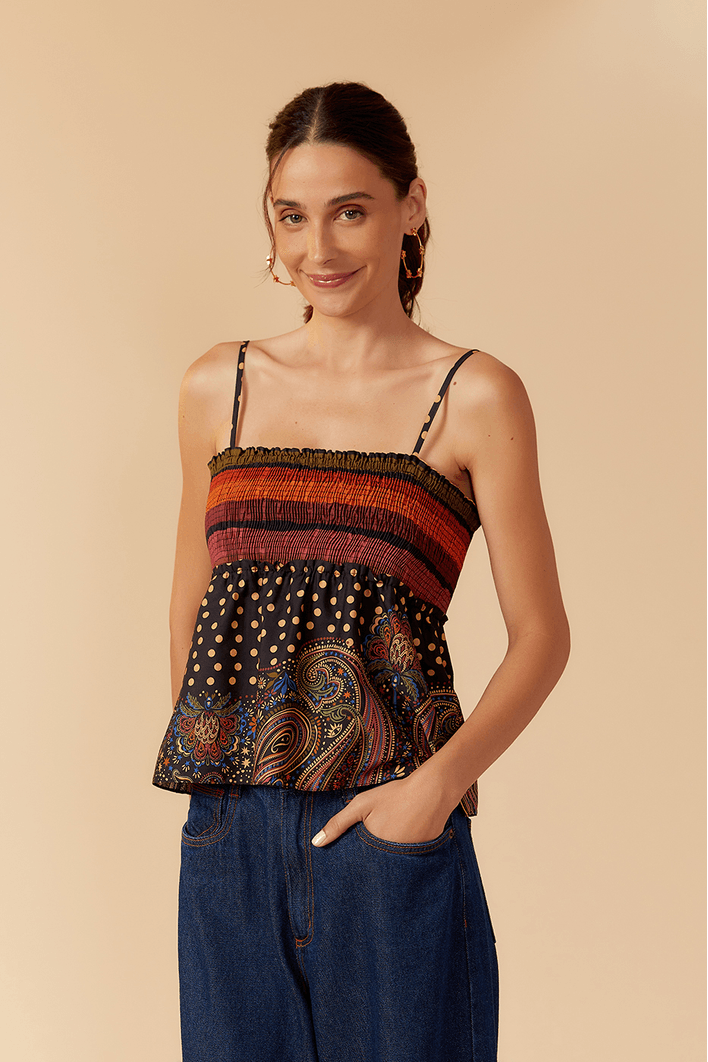 Blusa Lastex Tricoline Estampa Luares