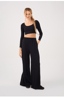 Blusa Cropped Canelada Decote U