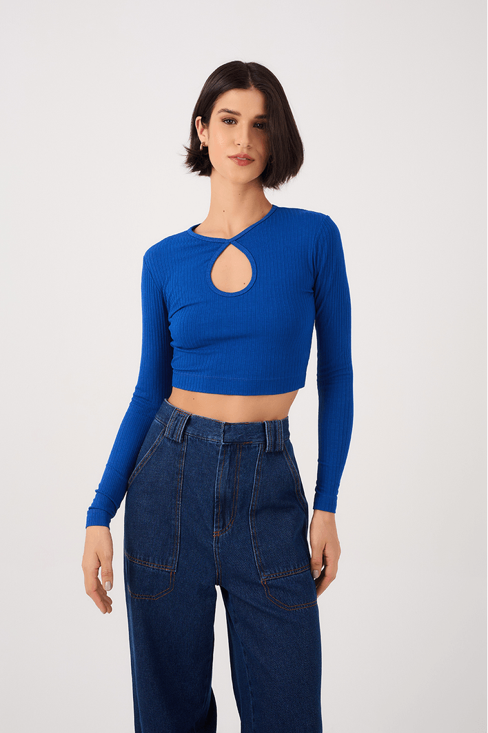 Blusa Canelada Vazado Frente