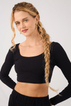 Blusa Cropped Canelada Decote U