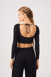 Blusa Cropped Canelada Decote U