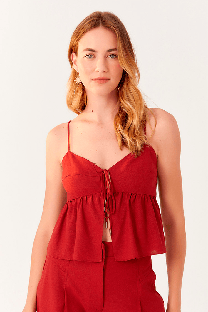 Blusa Linho Amarração Frente