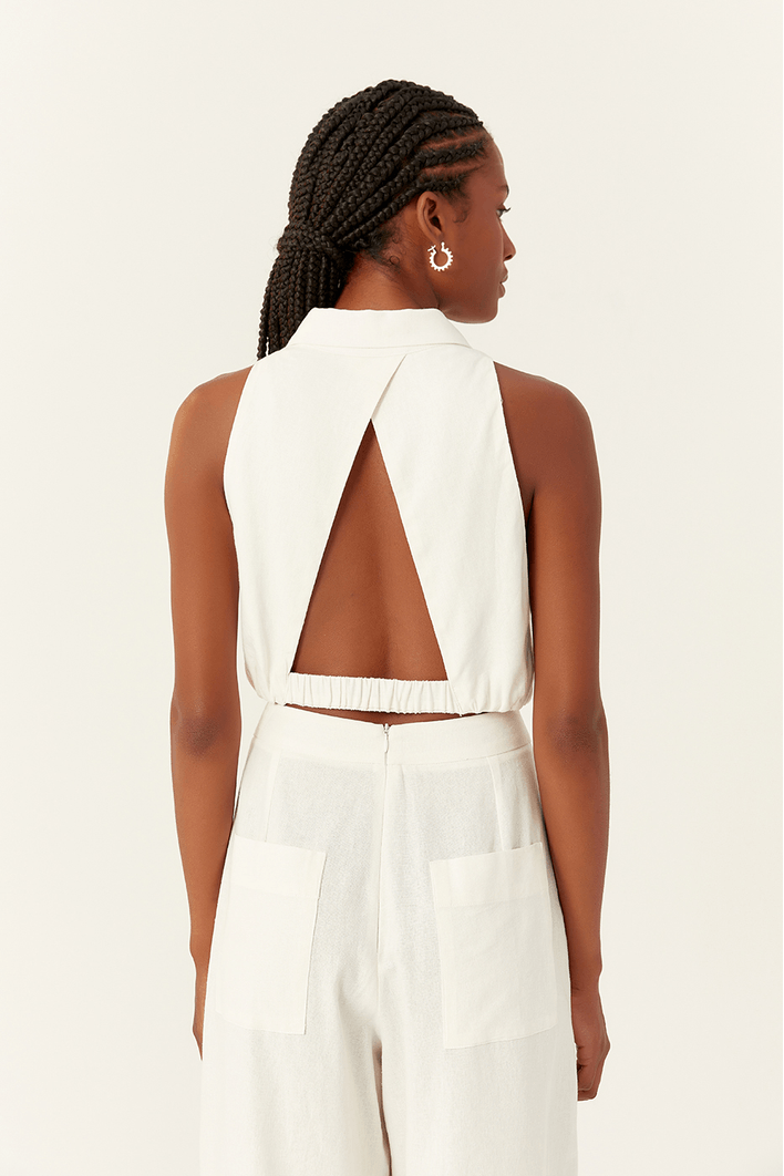 Blusa Linho Pregas Barra