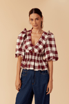 Blusa Xadrez Com Babado