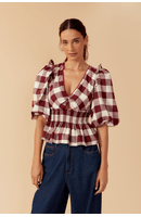 Blusa Xadrez Com Babado