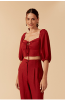 Blusa Linho Manga Bufante