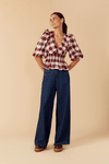Blusa Xadrez Com Babado