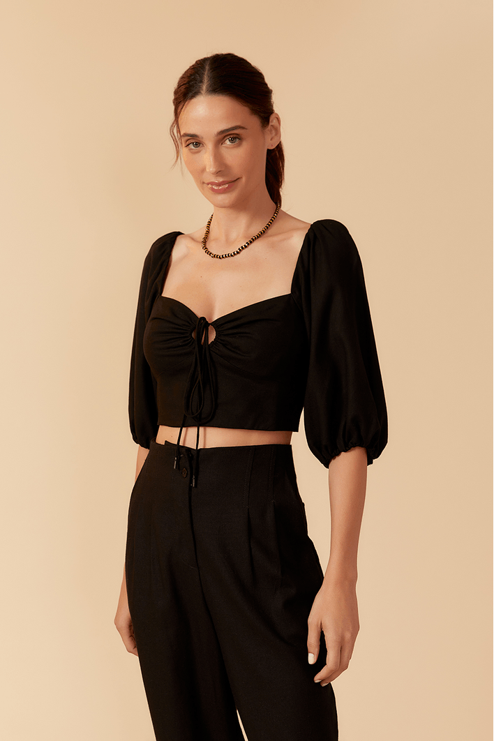 Blusa Linho Manga Bufante