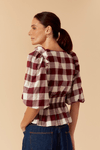 Blusa Xadrez Com Babado
