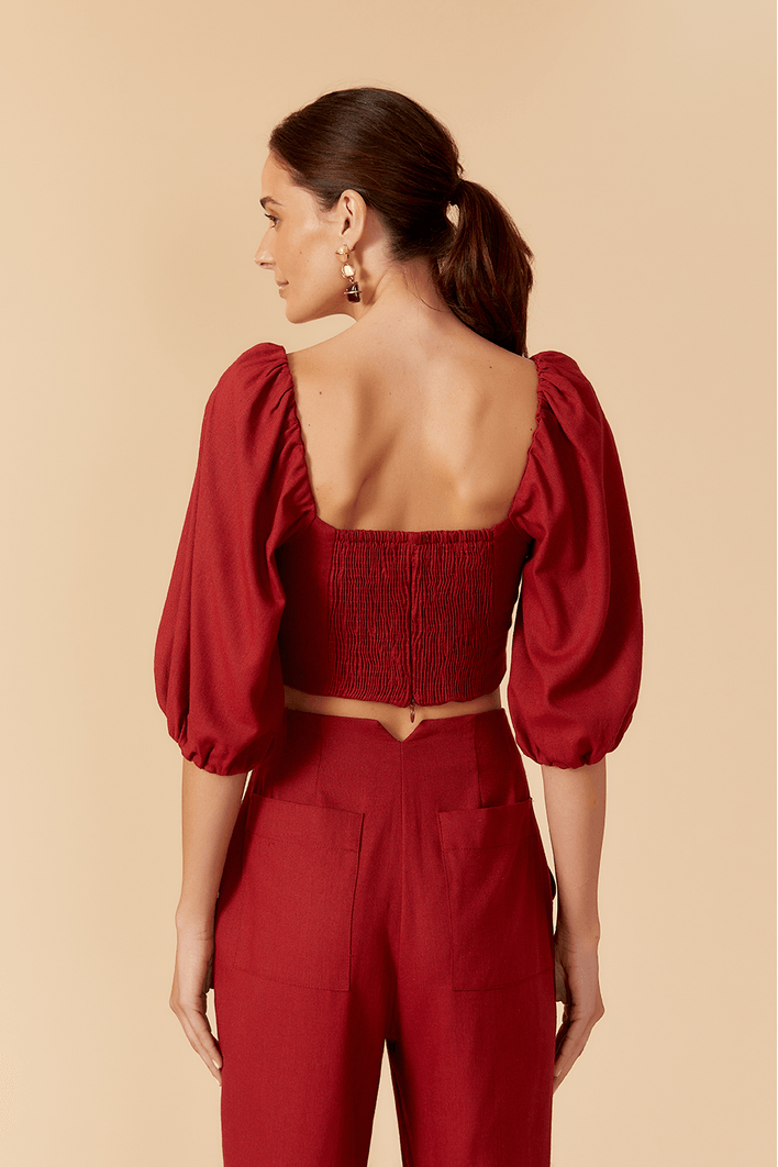 Blusa Linho Manga Bufante