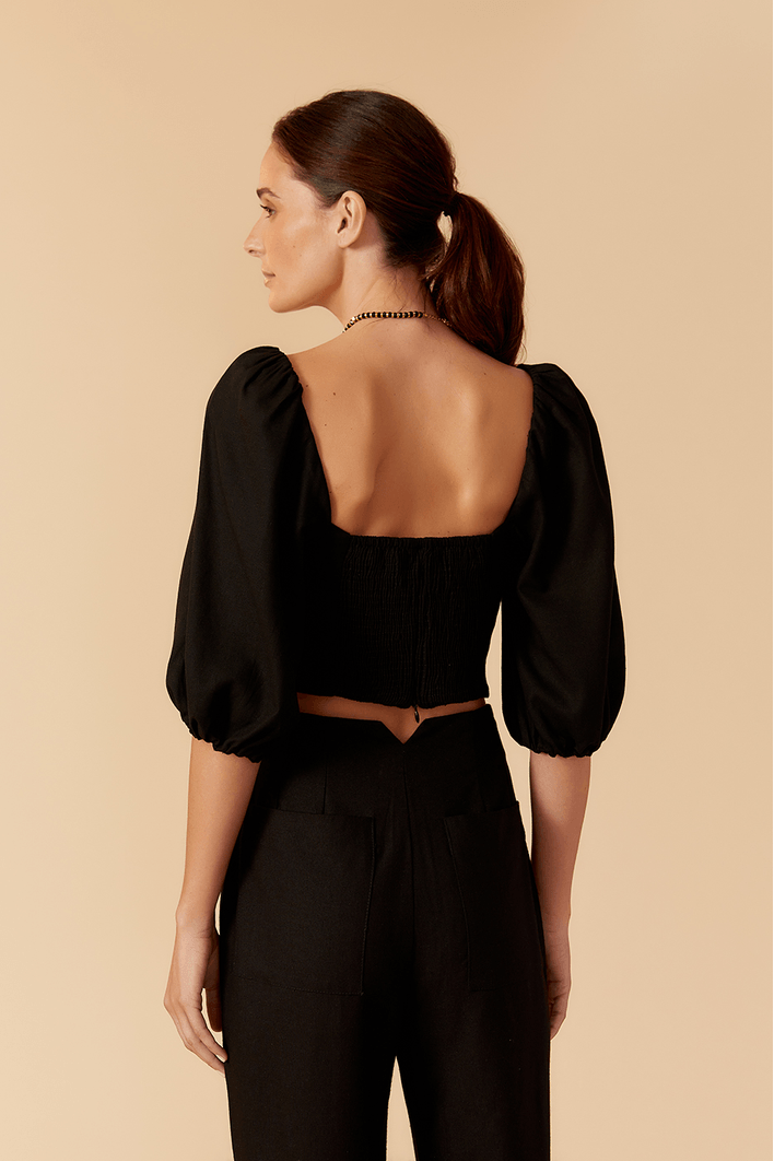 Blusa Linho Manga Bufante