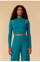 Blusa Cropped Canelada Recortes
