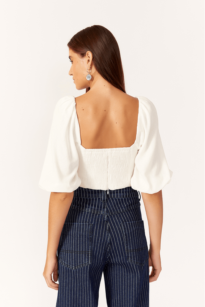 Blusa Linho Manga Bufante