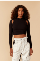 Blusa Cropped Canelada Recortes