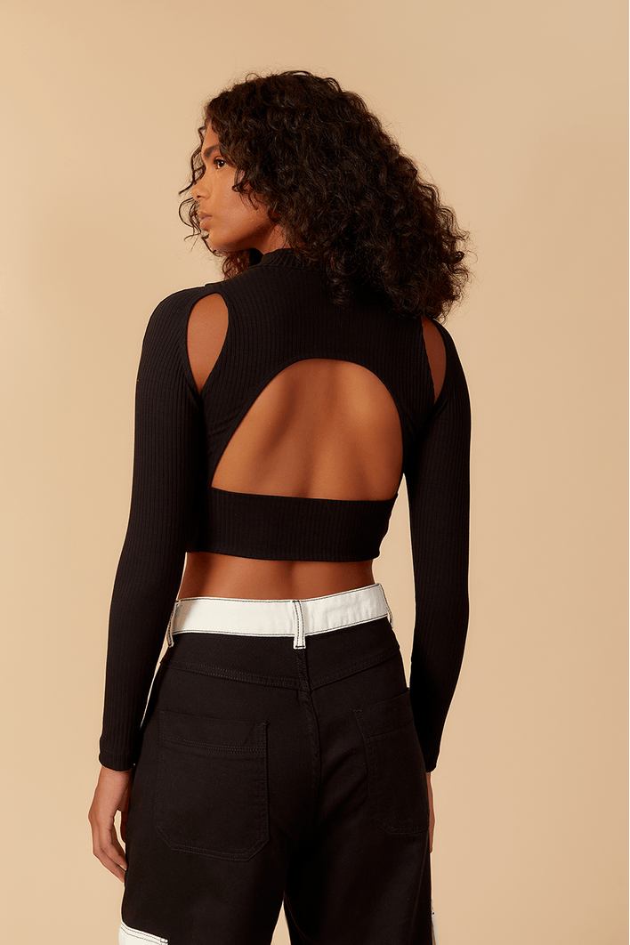 Blusa Cropped Canelada Recortes