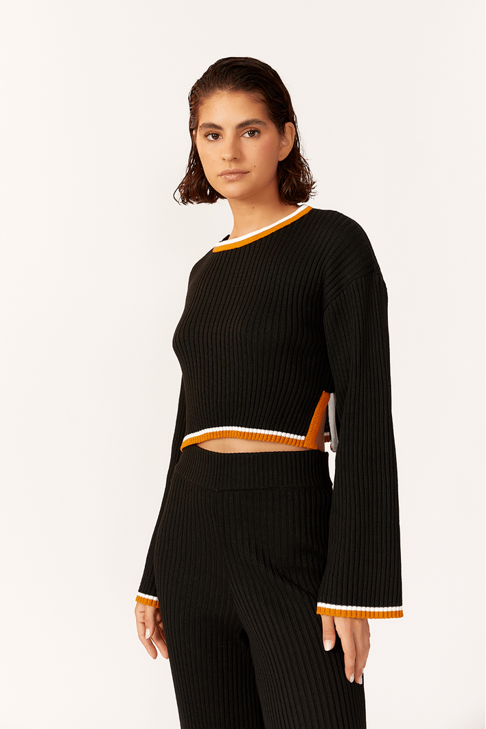 Blusa Tricot Fendas Laterais