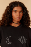 Blusa Moletinho Bordado Sol E Lua
