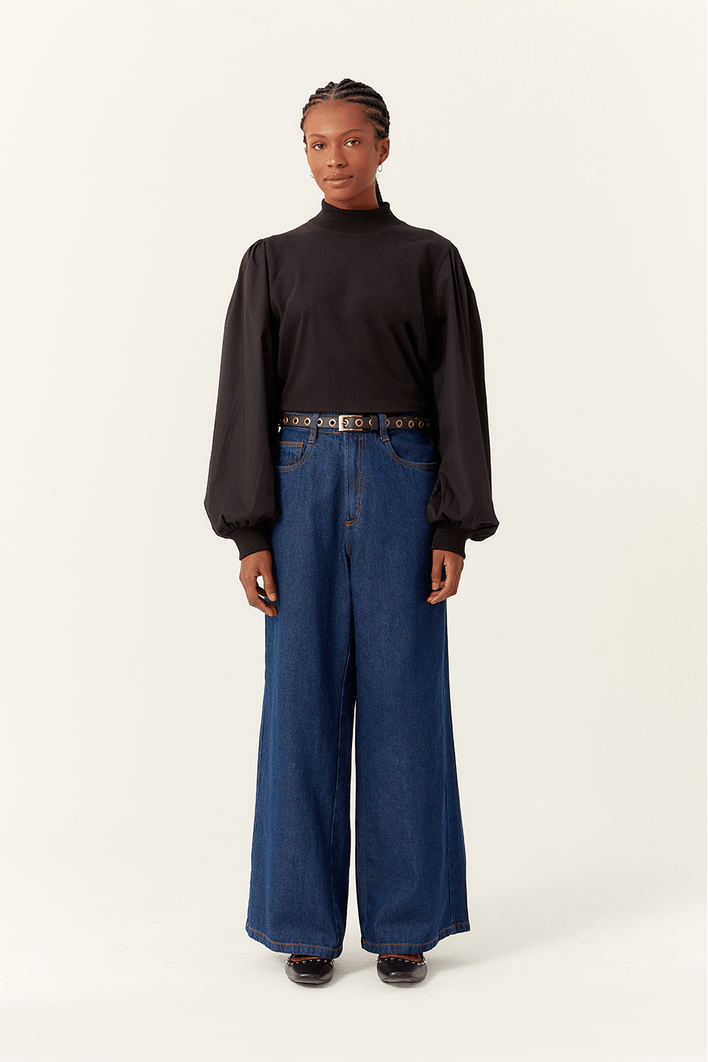 Blusa Gola Roulê Manga Tecido