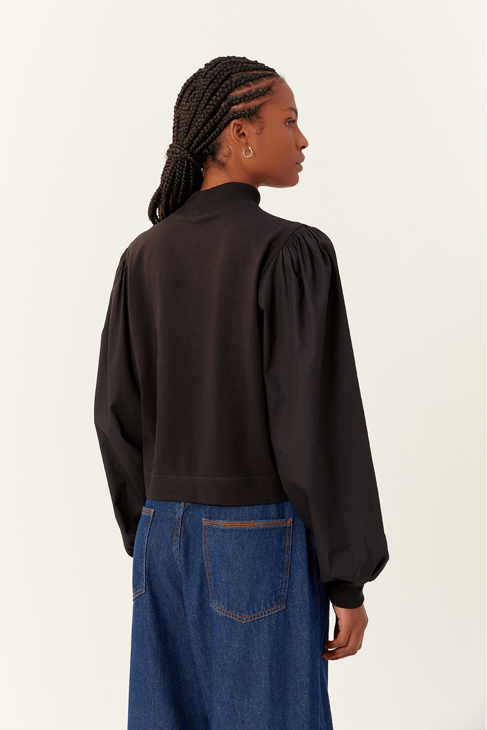 Blusa Gola Roulê Manga Tecido