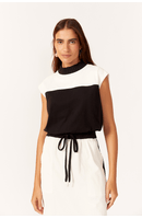 Blusa Gola Tricot Malha Bicolor