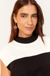 Blusa Gola Tricot Malha Bicolor