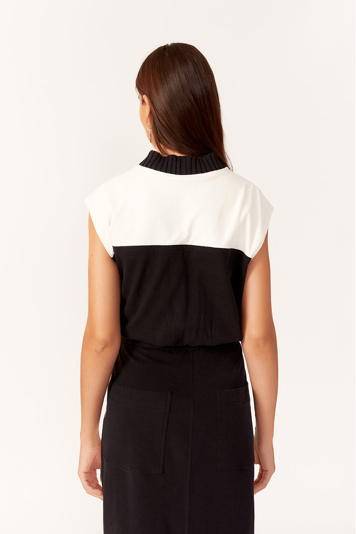 Blusa Gola Tricot Malha Bicolor