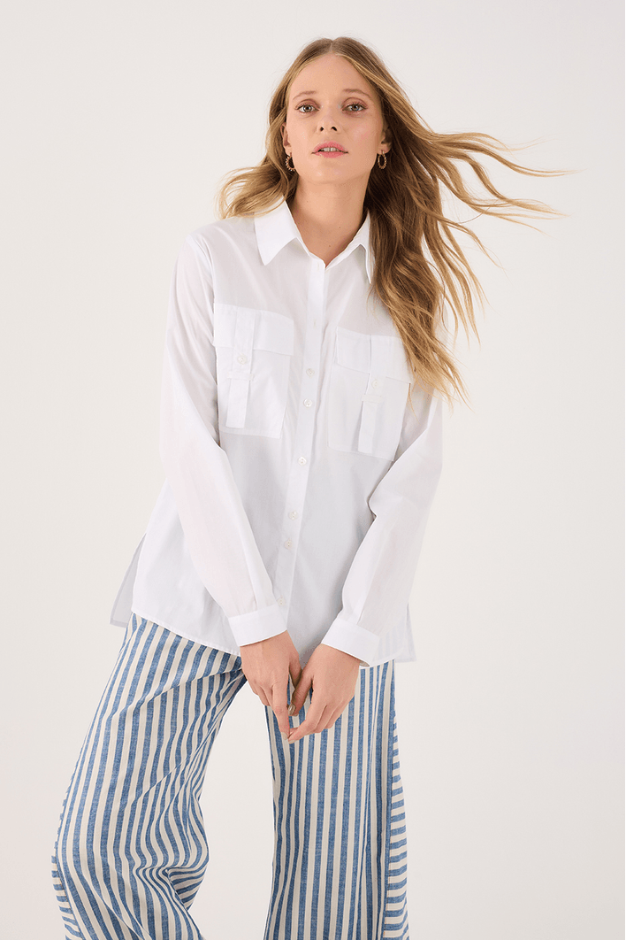 Camisa Algodão Bolsos