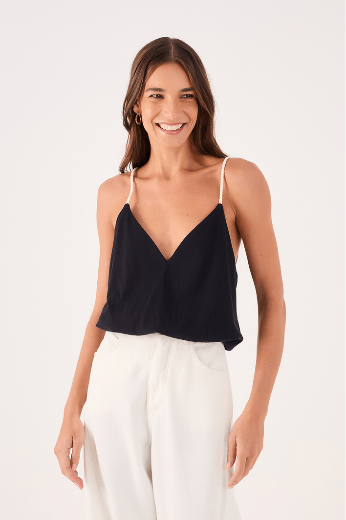 Blusa Com Crochet Costas E Alça