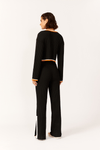 Calça Tricot Fendas Laterais