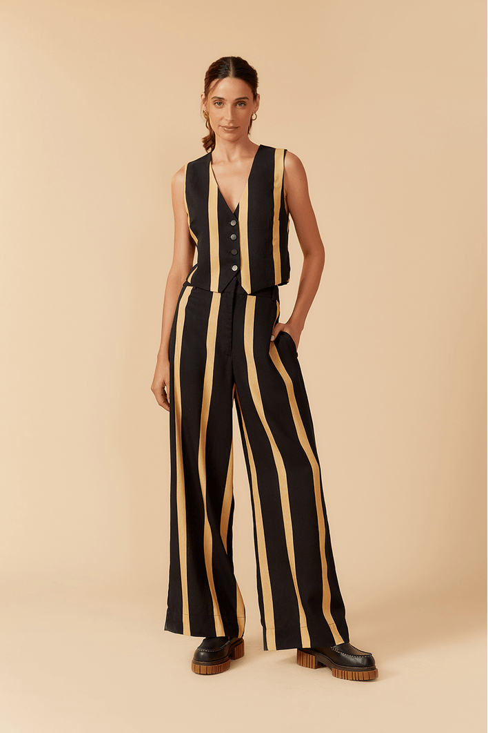 Calça Linho Alfaiataria Estampa Aura