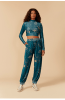 Calça Jogger Veludo Estampa Noturna