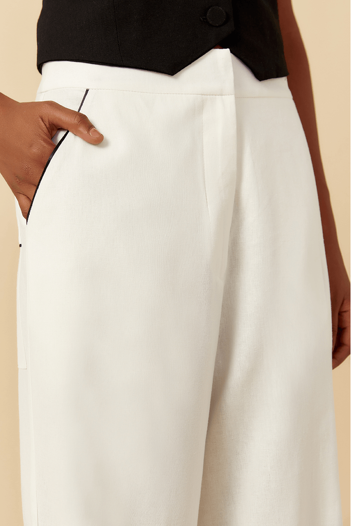 Calça Linho Com Viés