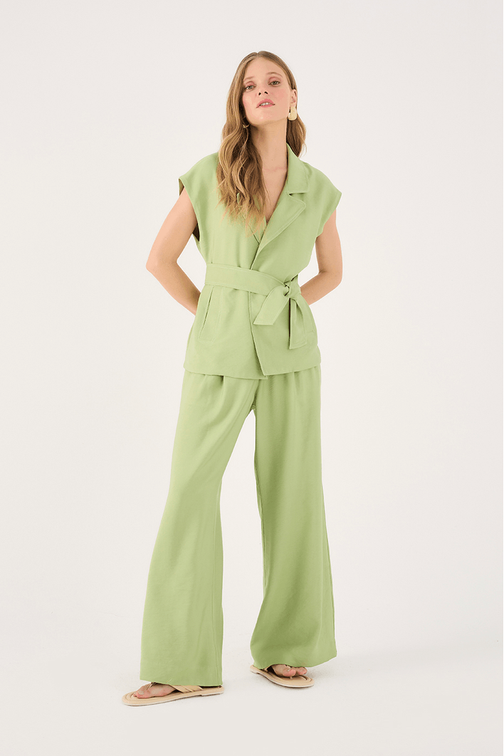Calça Pantalona Pregas Frente