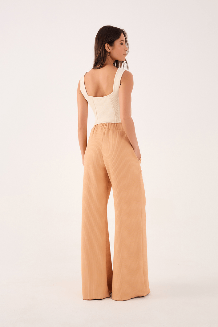 Calça Ampla Malha Textura