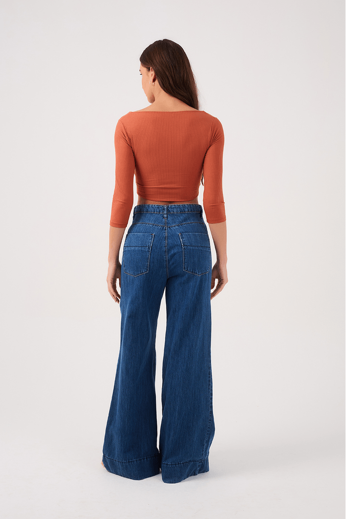 Calça Jeans Bainha Larga