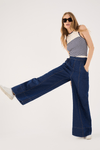 Calça Jeans Pregas Botões