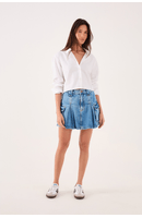 Saia Jeans Pregas Bolso