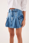 Saia Jeans Pregas Bolso