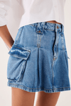 Saia Jeans Pregas Bolso
