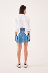 Saia Jeans Pregas Bolso