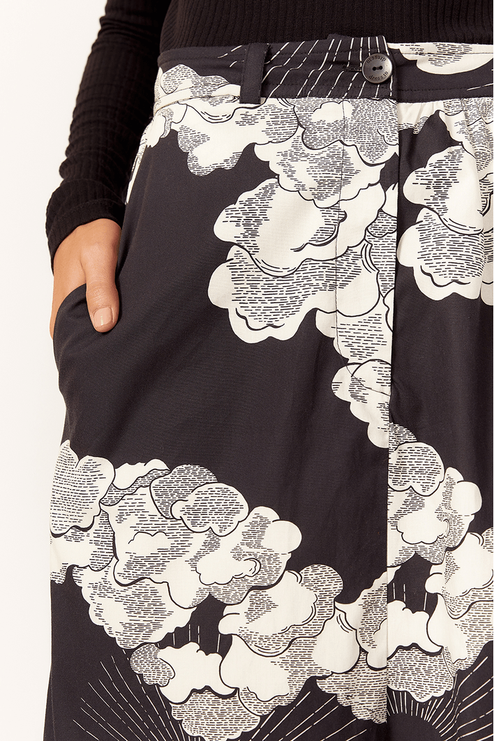 Saia Cropped Tricoline Estampa Céu